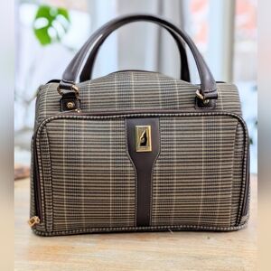 London Fog Blue and Brown Plaid Travel Bag